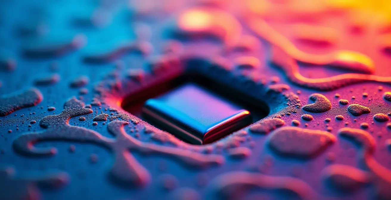 Thermal imaging view of tablet charging showing heat distribution patterns