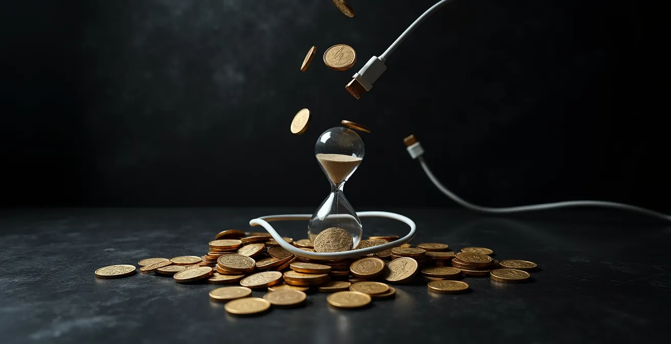 Abstract visualization of financial impact from network downtime