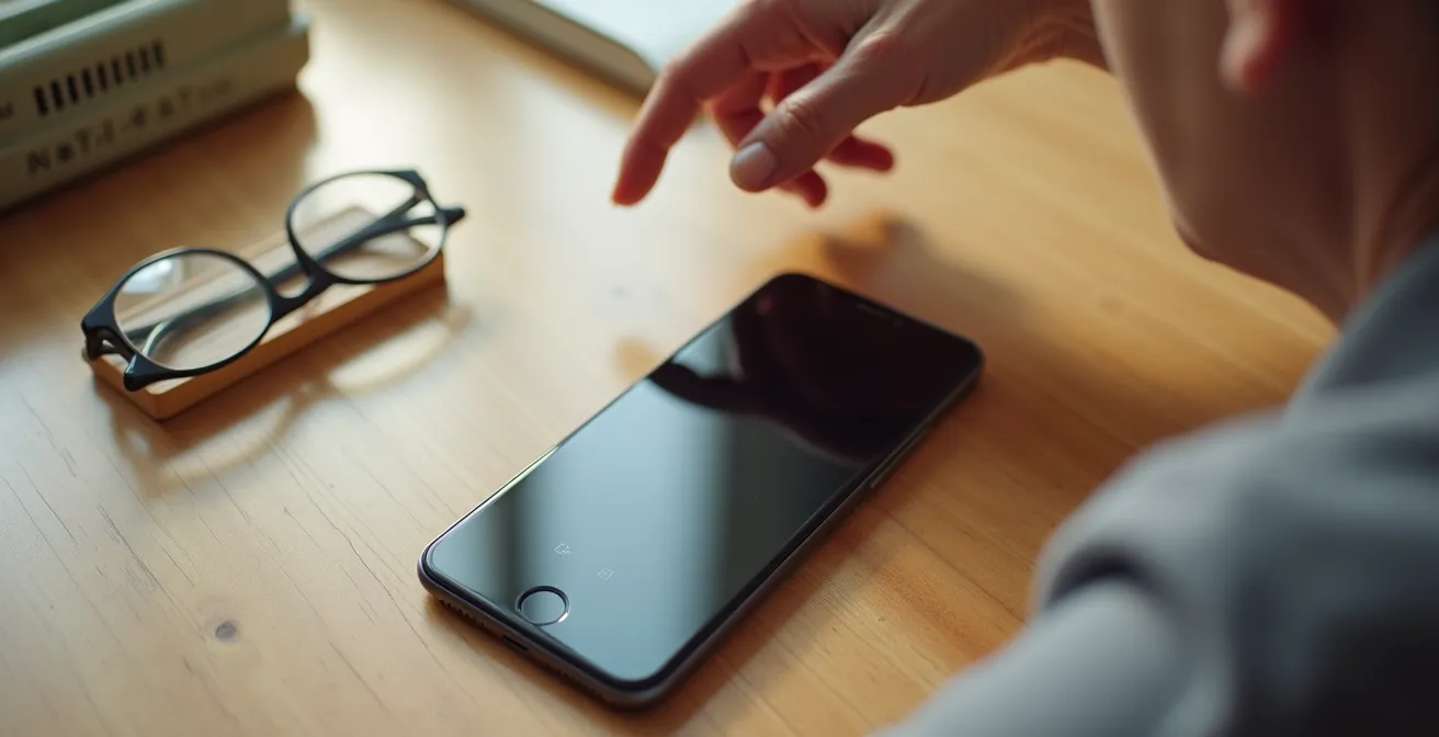 Senior's smartphone home screen displaying large emergency call widget