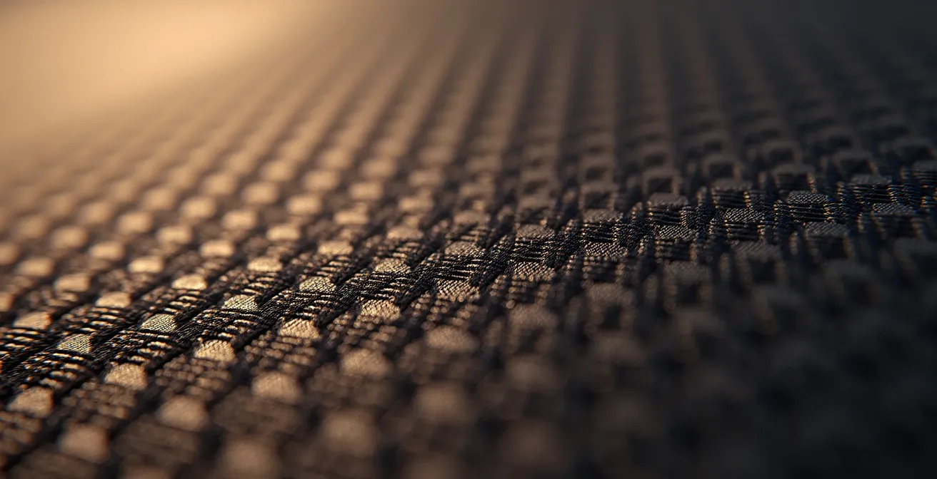 Extreme macro shot showing fabric texture detail with natural lighting