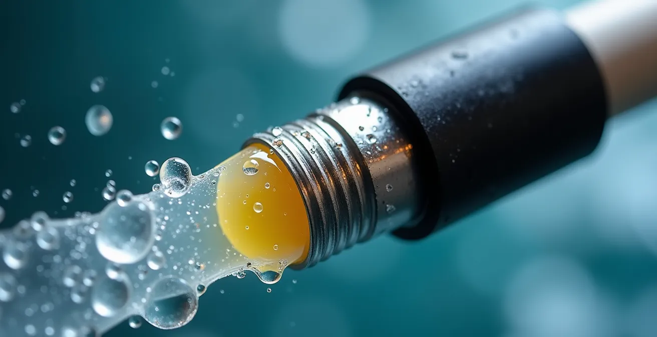 Extreme close-up of waterproofed marine satellite connector showing protective layers