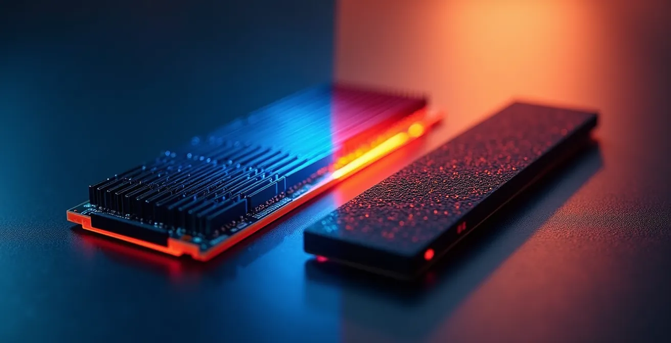 Dramatic temperature difference visualization of NVMe drive with and without cooling solution