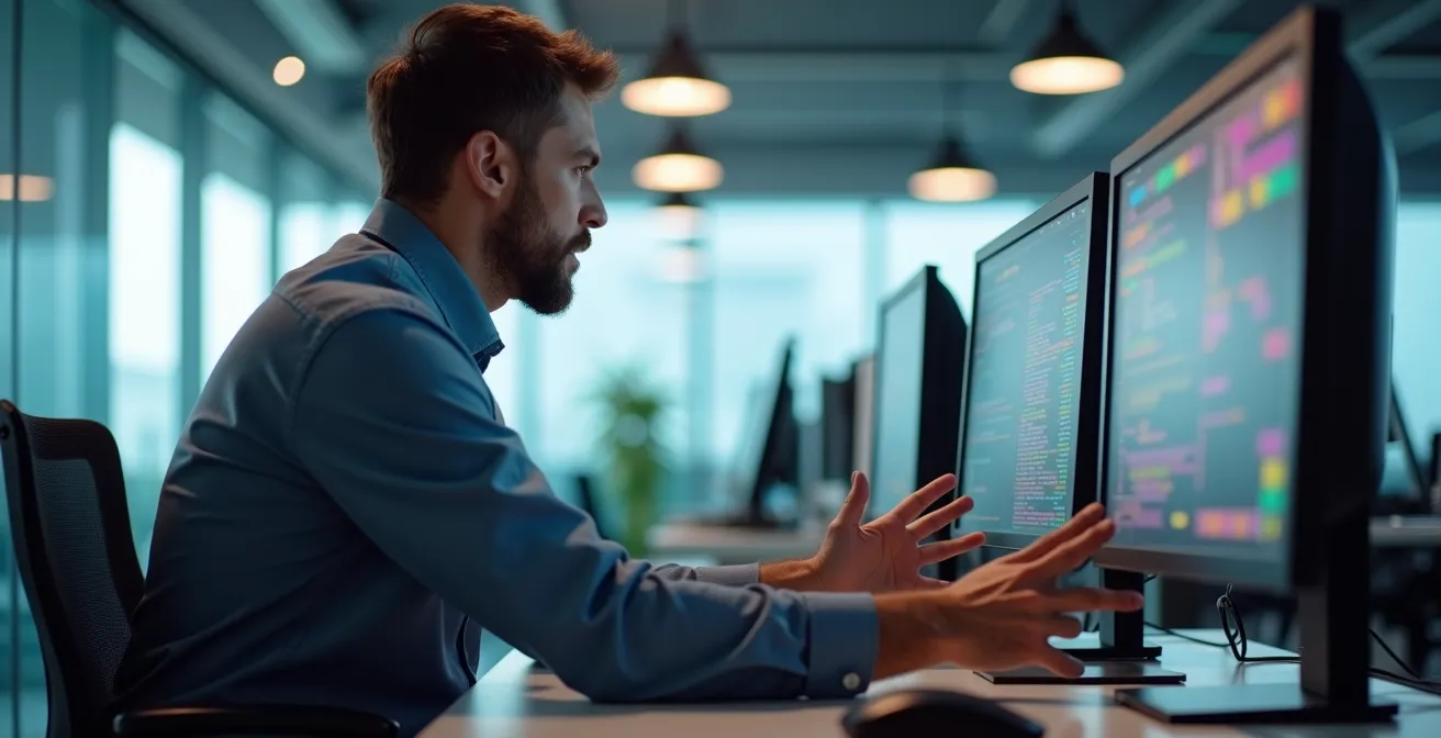 Office security control room with multiple monitoring stations