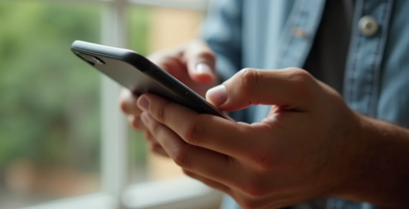 Close-up of hands configuring emergency bypass settings on smartphone