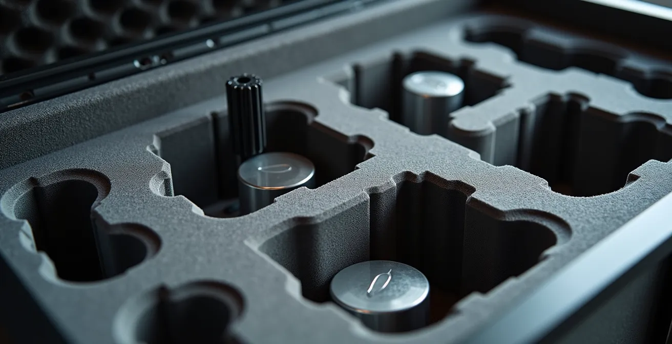 Protective storage case for Starlink dish showing foam cutouts